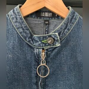 Laundry By Shelli Segal Blue Denim Jacket with Ring Zipper